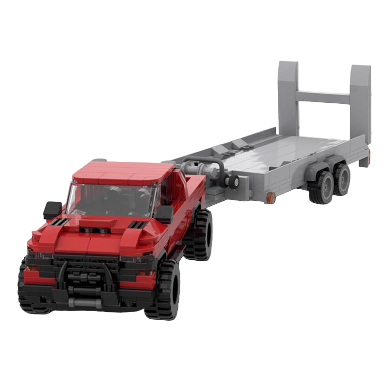 2021 ram 1500 trx with vehicle trailer building set | moc-158848 - 1