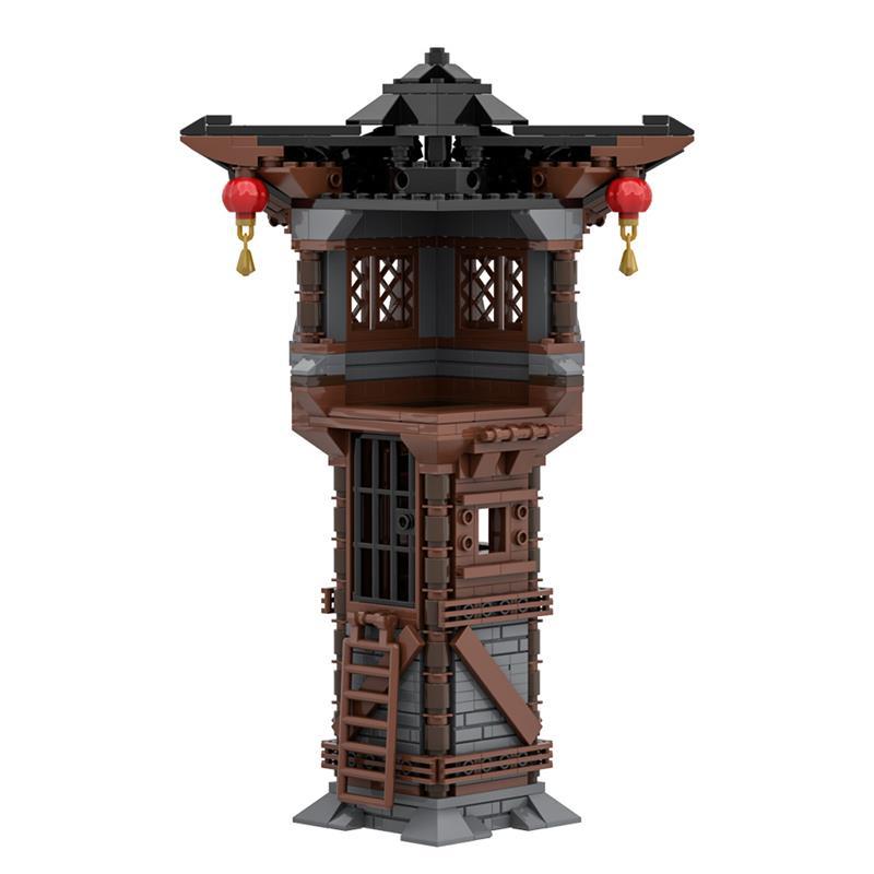 asian watchtower building set | lego compatible - 5