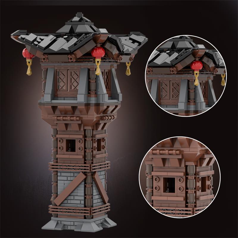 asian watchtower building set | lego compatible - 6