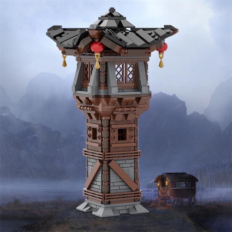 asian watchtower building set | lego compatible - 7