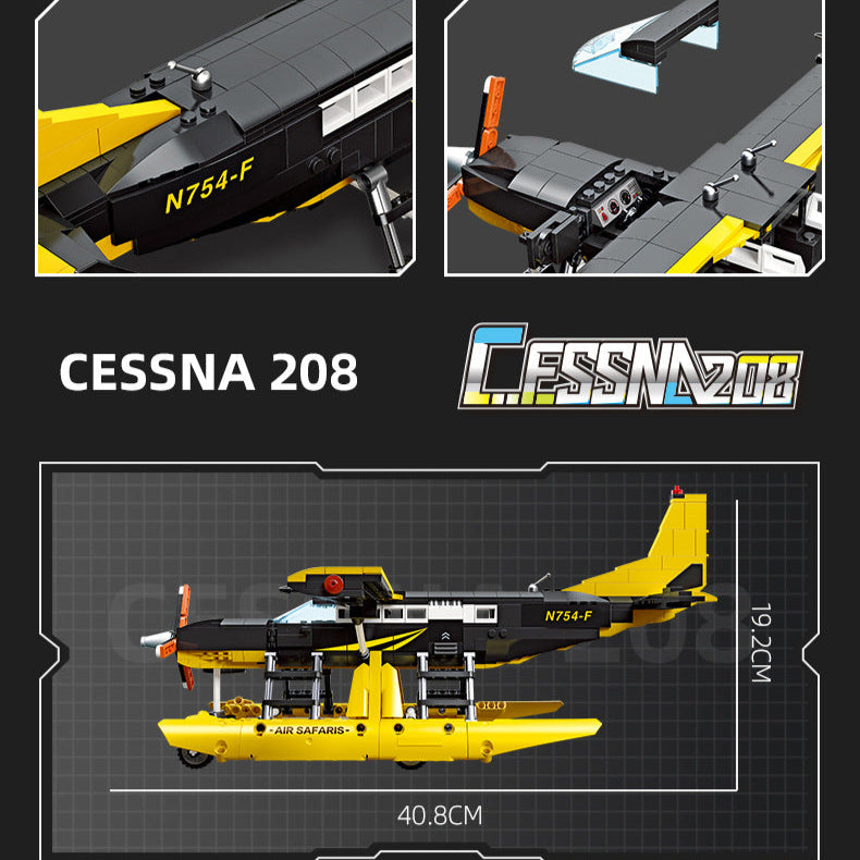 cessma 208 caravan aircraft building set - 739 pcs | jiestar 9172 - 7