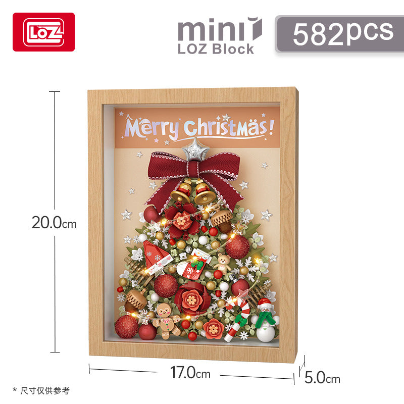 christmas decoration photo frame with light building blocks - loz - 6