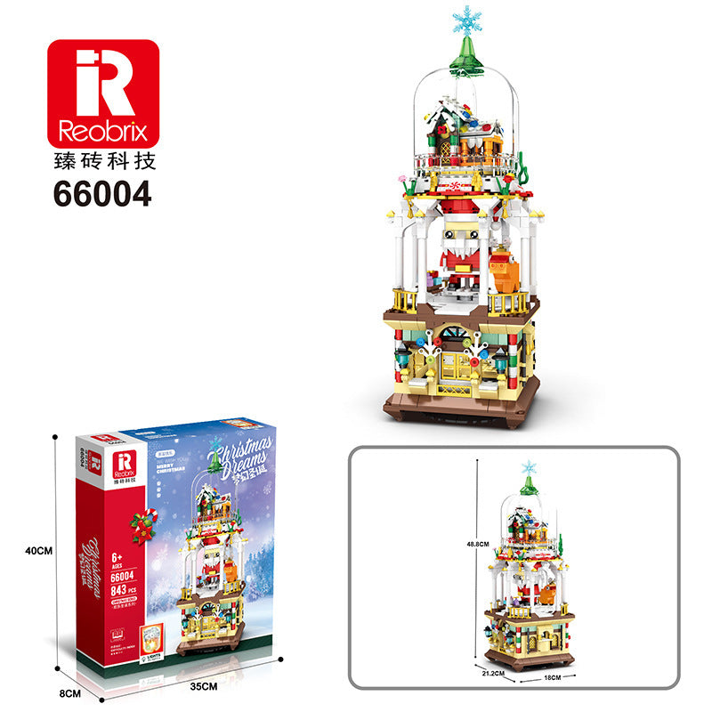 christmas dreams tower building block set - reobrix 66004 - 6