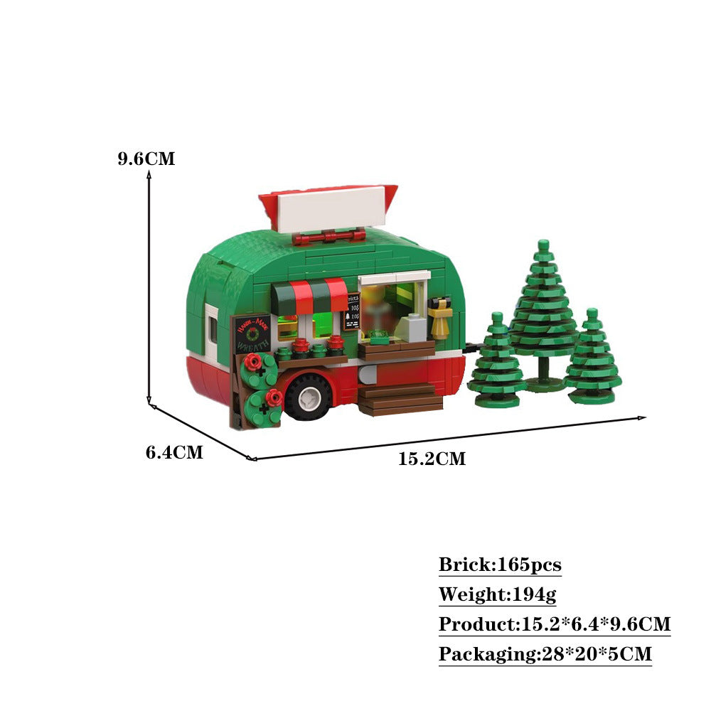 christmas tree seller caravan shop building set | winter village | moc-166176 - 2