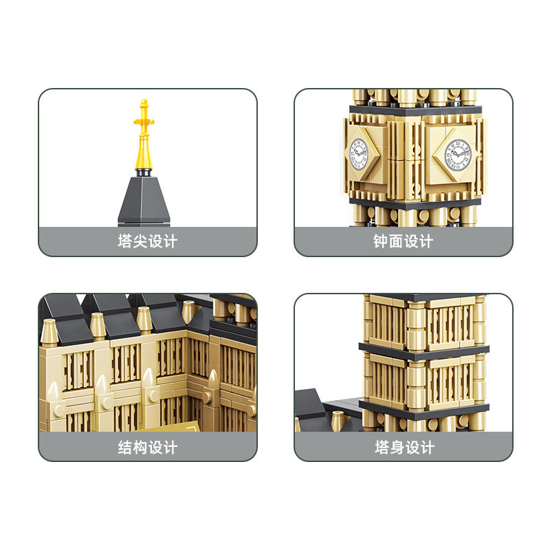 elizabeth tower, london - building blocks set - wange 4211 - 2