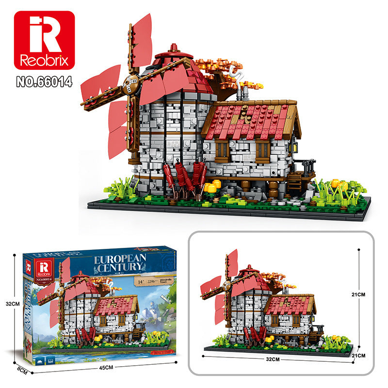 european century windmills town building blocks - reobrix 66014 - 6