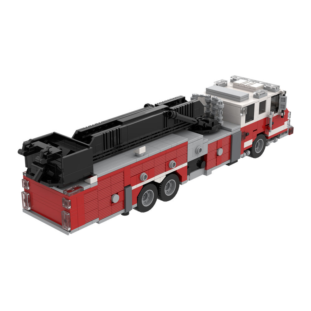 fire truck mid-mount aerial platform building set | moc-162727 - 2