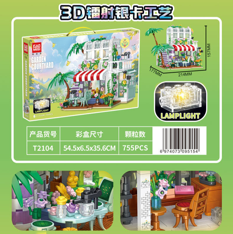 garden courtyard building blocks set 755 pcs - gaomisi - 3