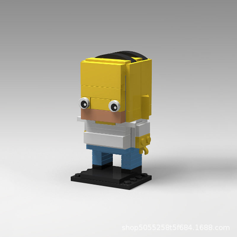 homer simpson moc brickheadz building set | lego compatible - 1