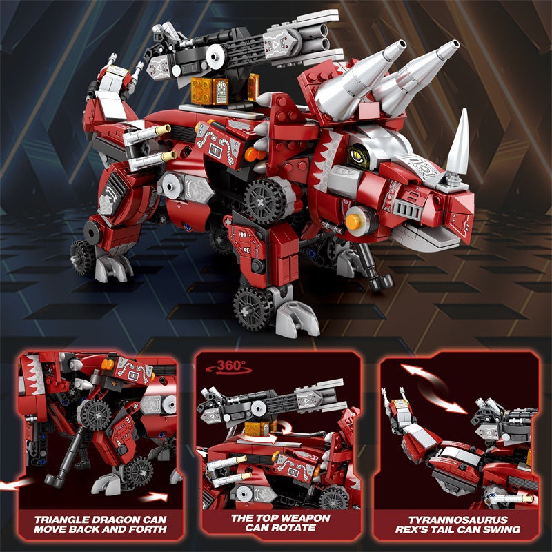 mechadino - triceratops, tank, mecha 3 in 1 block set - reobrix 33003 - 4