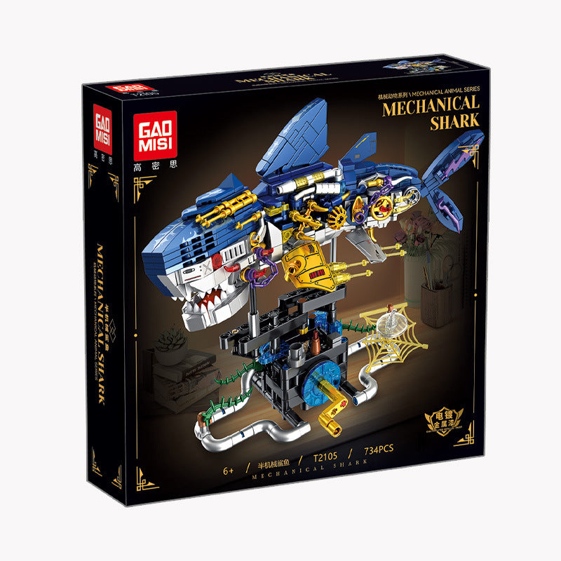 mechanical shark building blocks set - gaomisi 734 pcs - 4