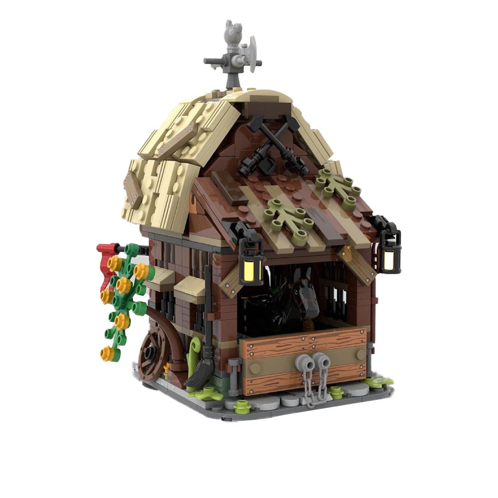 medieval barn and stable building set | moc-114761 - 3