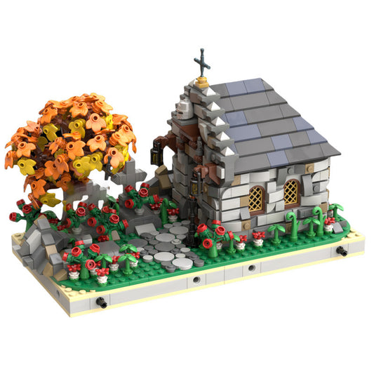 medieval small cemetery with a tomb building set | moc-89854 - 1