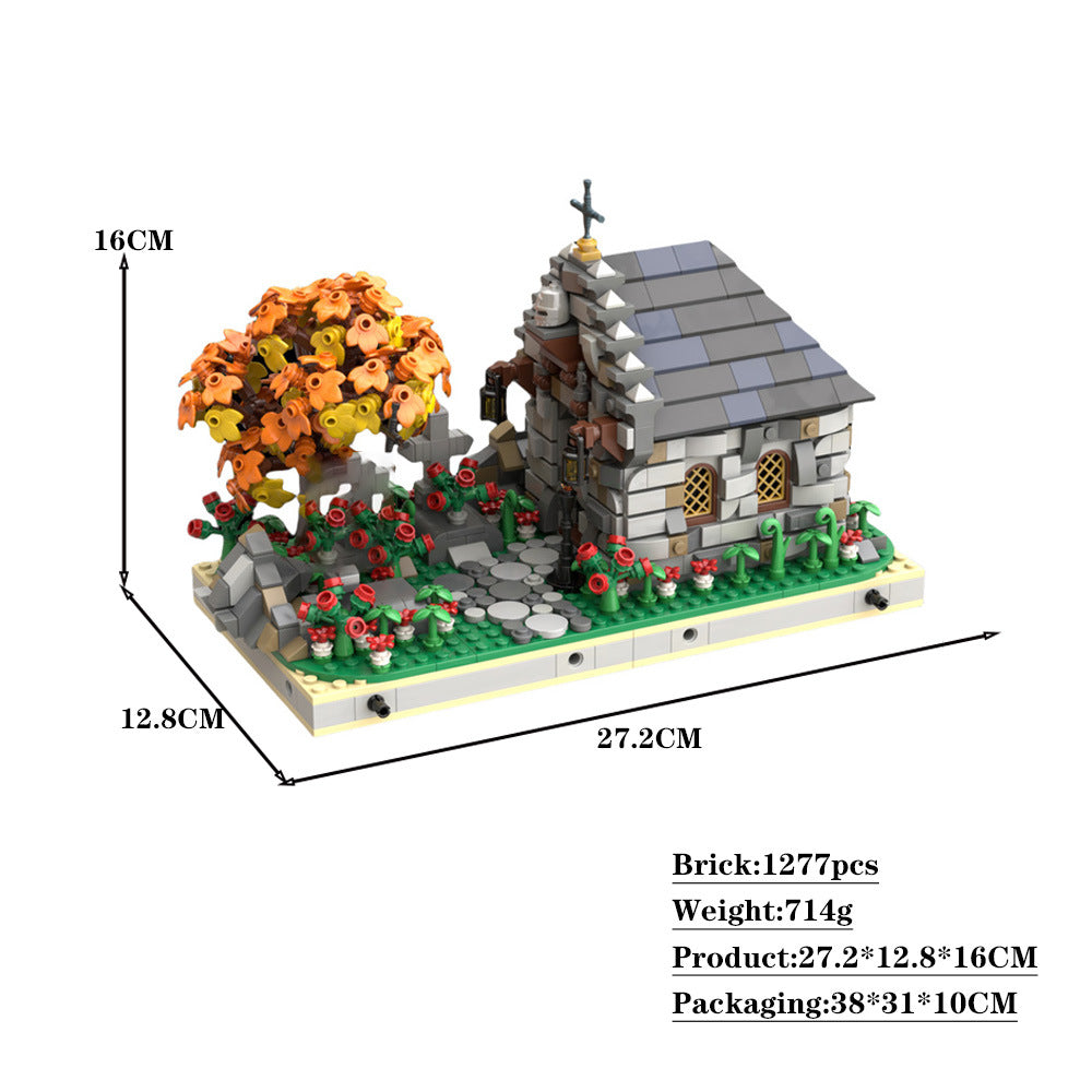 medieval small cemetery with a tomb building set | moc-89854 - 4