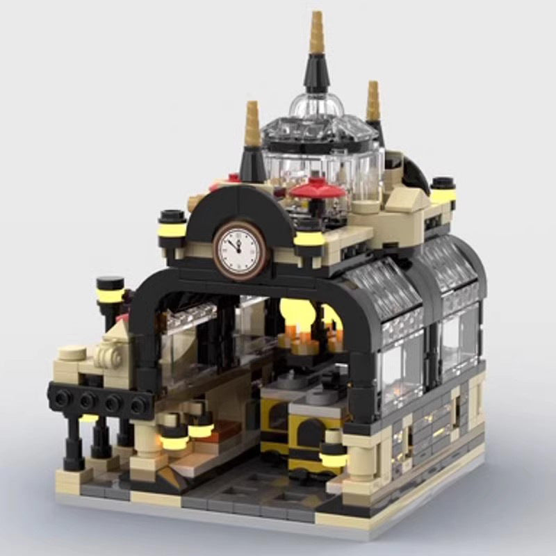 mini 910002 studgate train station building set | moc-145087 - 6