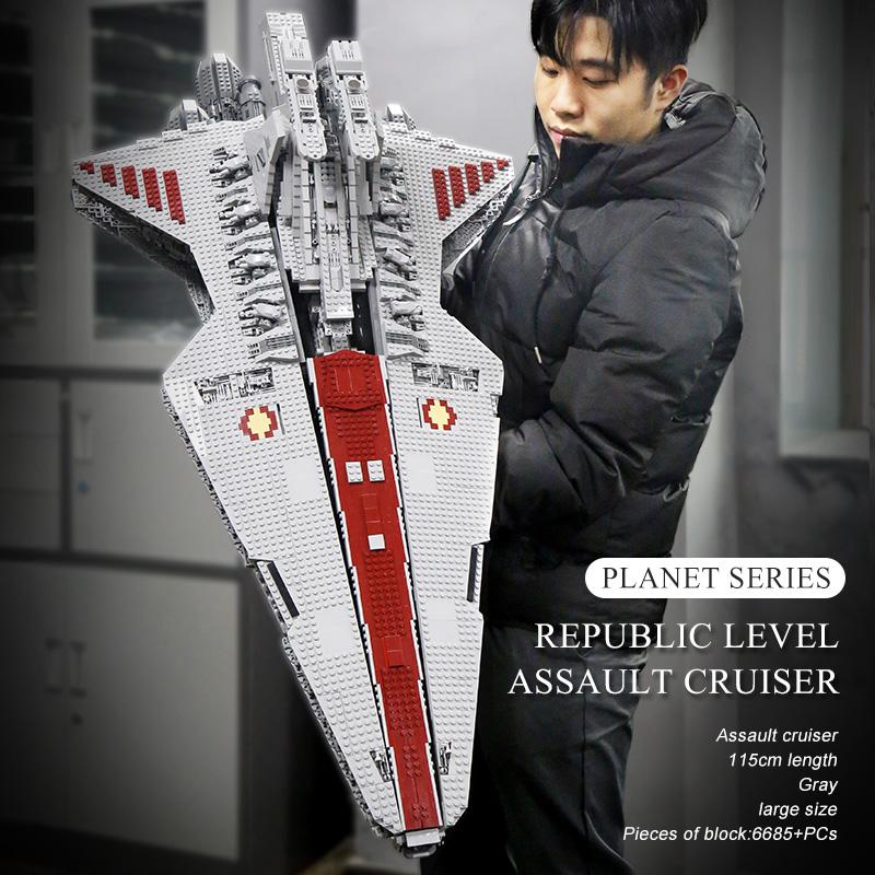 moc-0694 republic attack cruiser star destroyer bricks set - mould king - 6