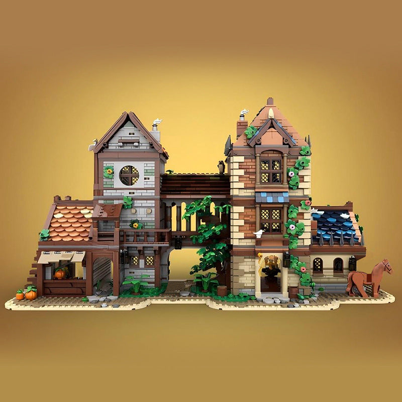 moc-167214 castle blacksmith shop medieval street - 3906 pcs - 2