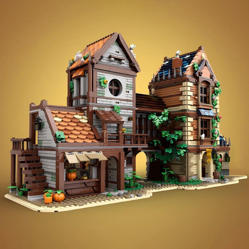moc-167214 castle blacksmith shop medieval street - 3906 pcs - 3