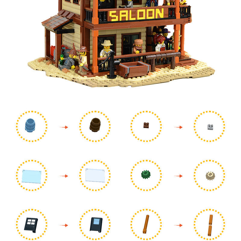 moc-51332 old west saloon hotel - 1991 pcs - 8