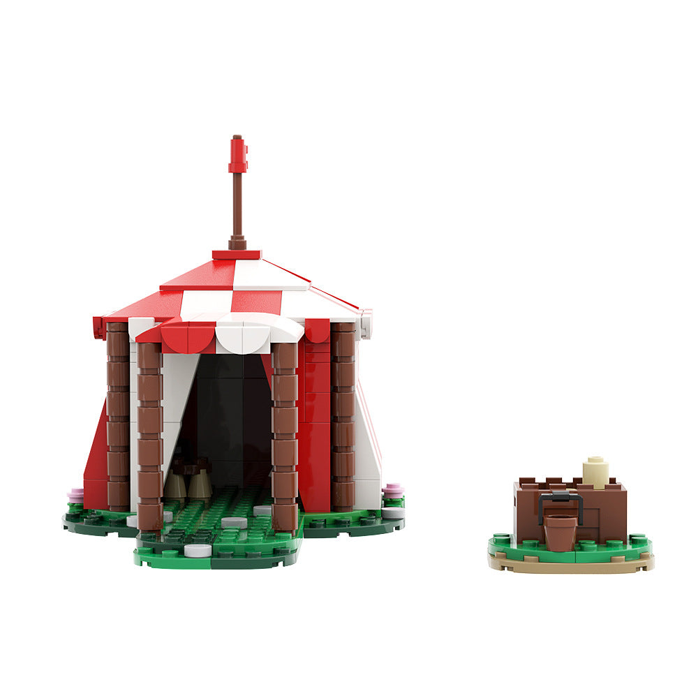 moc-82398 knights tent building set - gobricks - 2