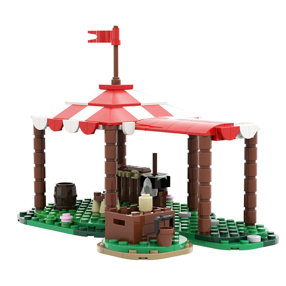 moc-82398 knights tent building set - gobricks - 5