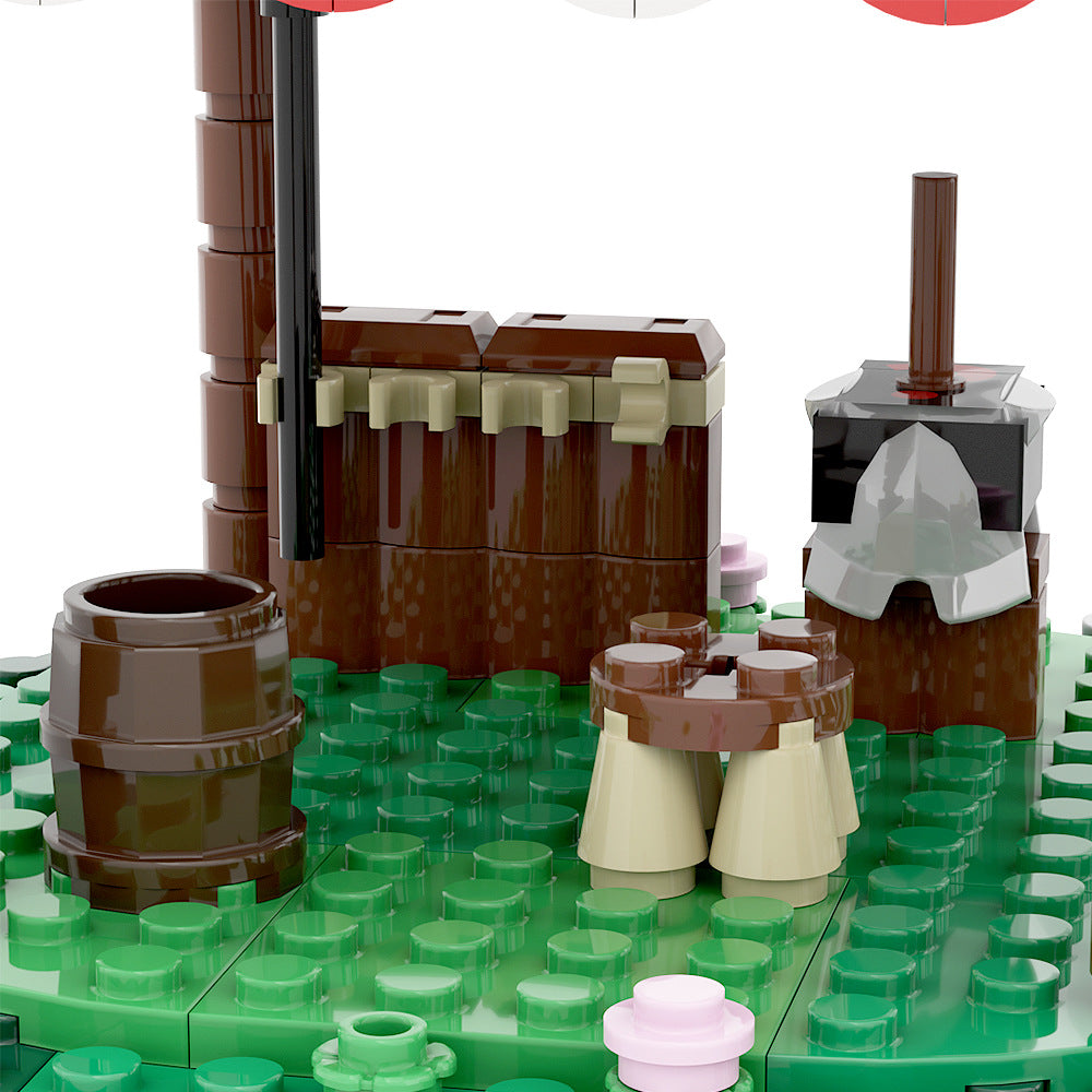 moc-82398 knights tent building set - gobricks - 6