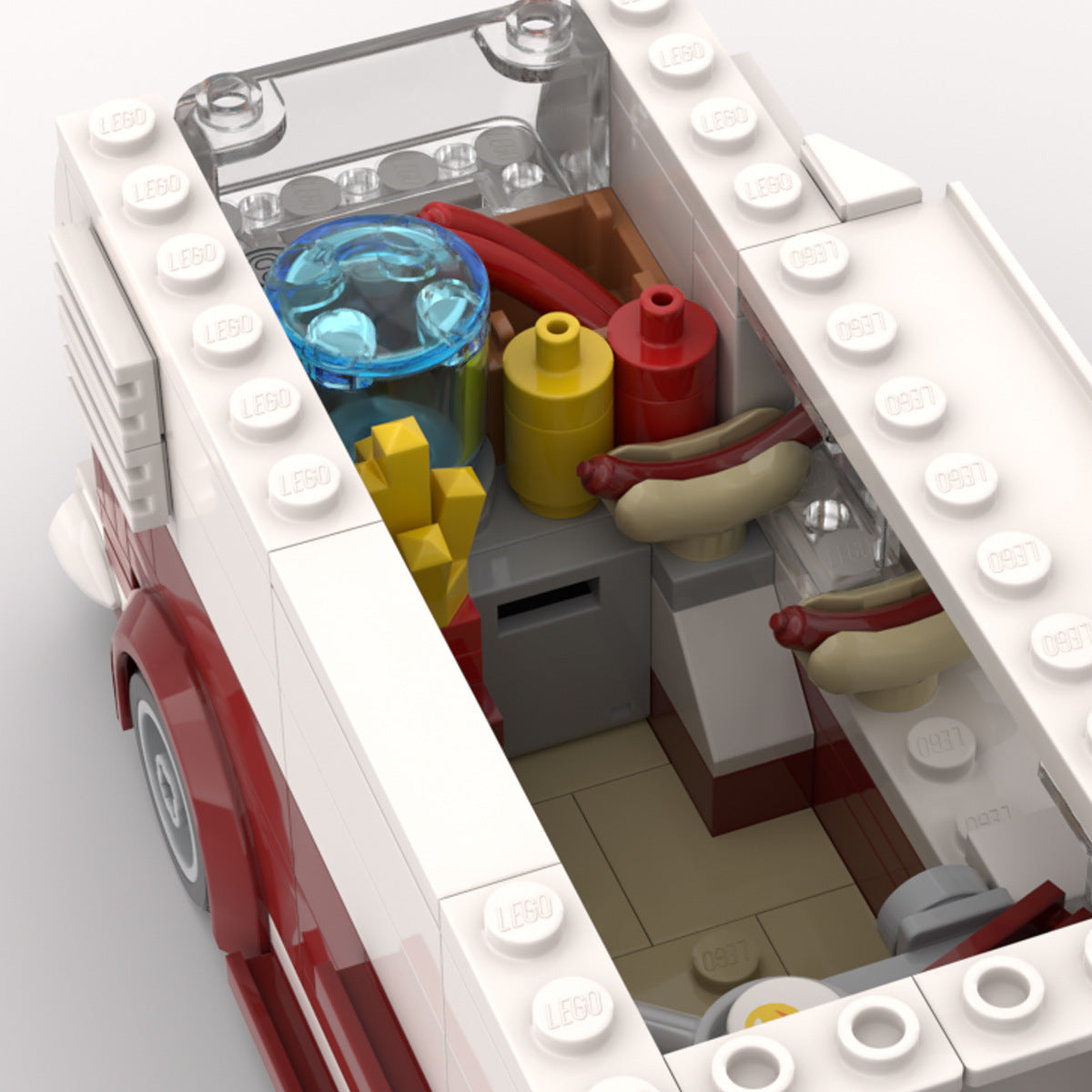 moc-99470 volkswagen t1 minifigure scale | food truck 312 pcs -3