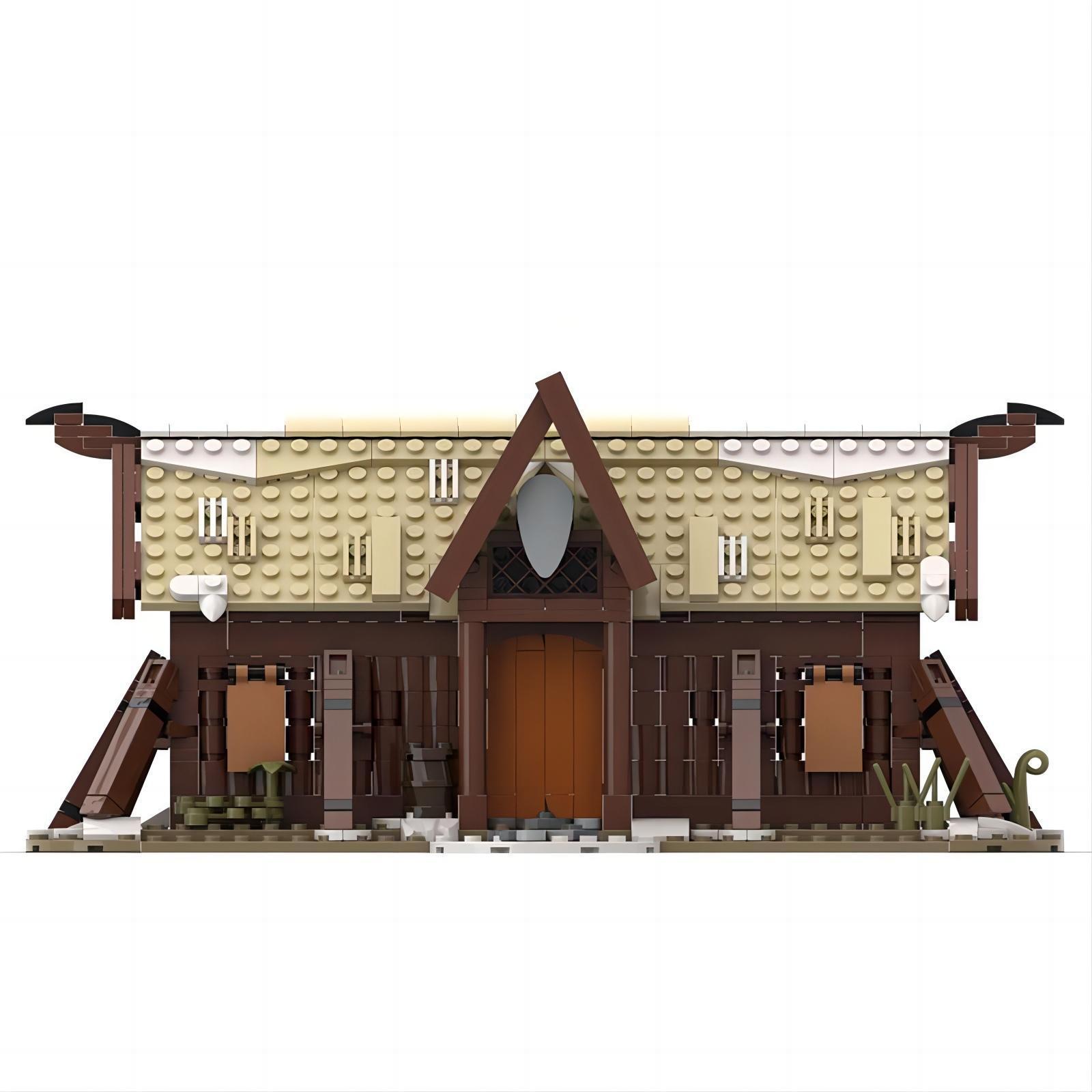 moc set - viking longhouse diy building model ornaments - 640 pcs - 3