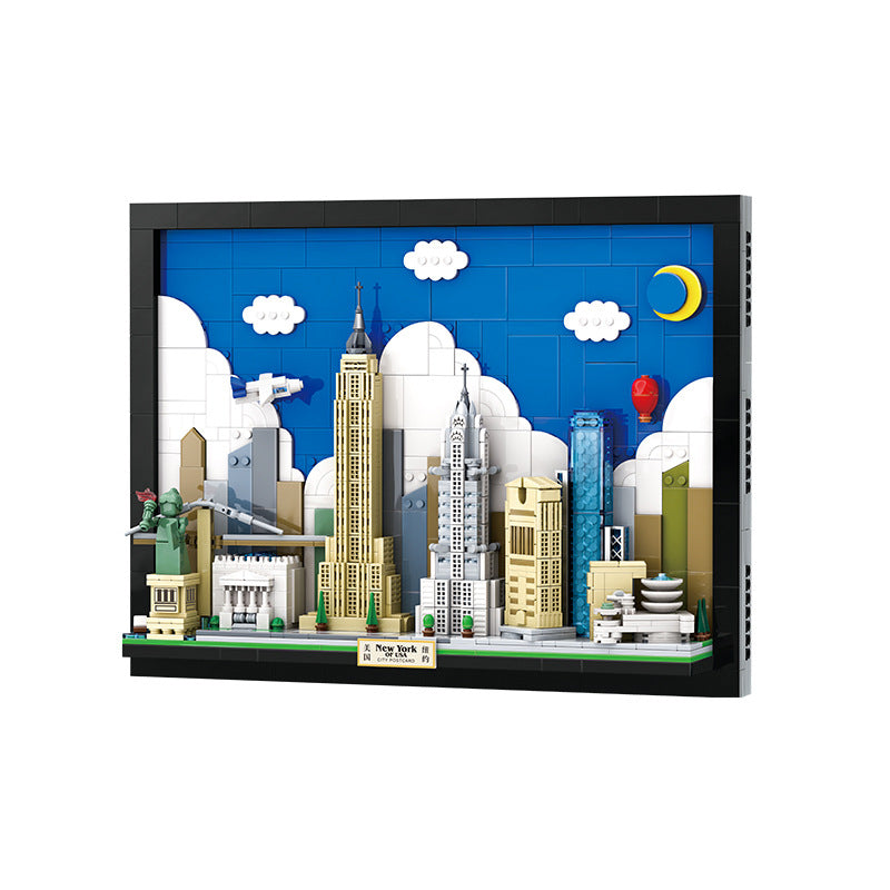 new york city postcard - building blocks set - wange bricks - 1101 pcs - 4
