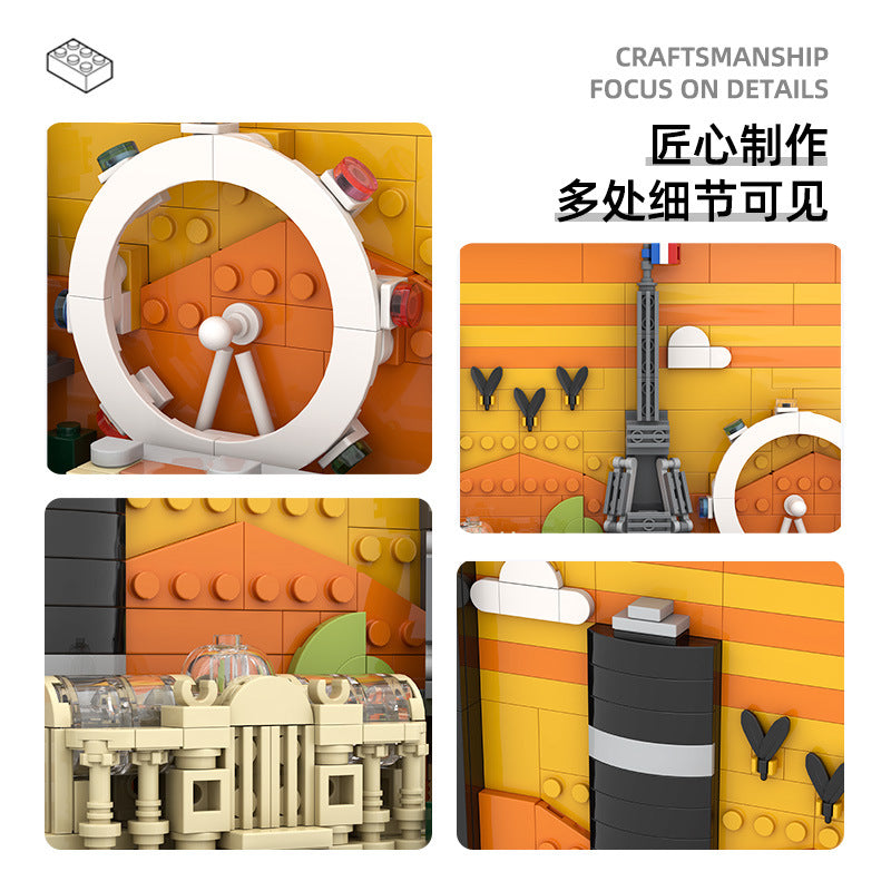 paris city postcard - building blocks set - wange bricks - 598 pcs - 2