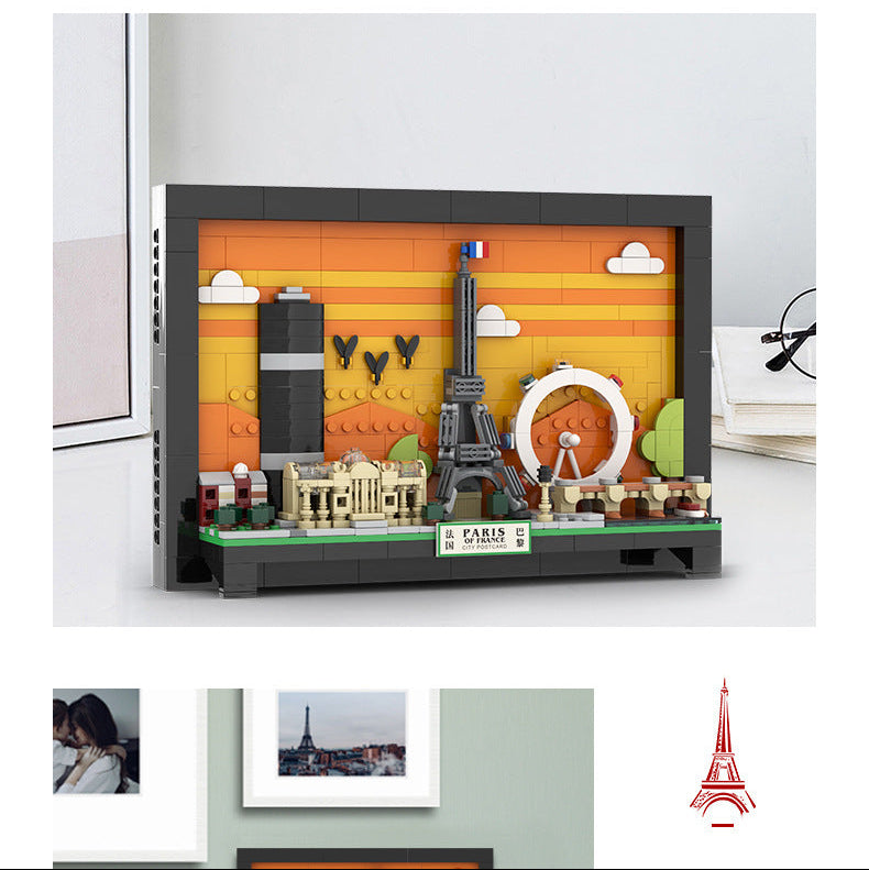 paris city postcard - building blocks set - wange bricks - 598 pcs - 7