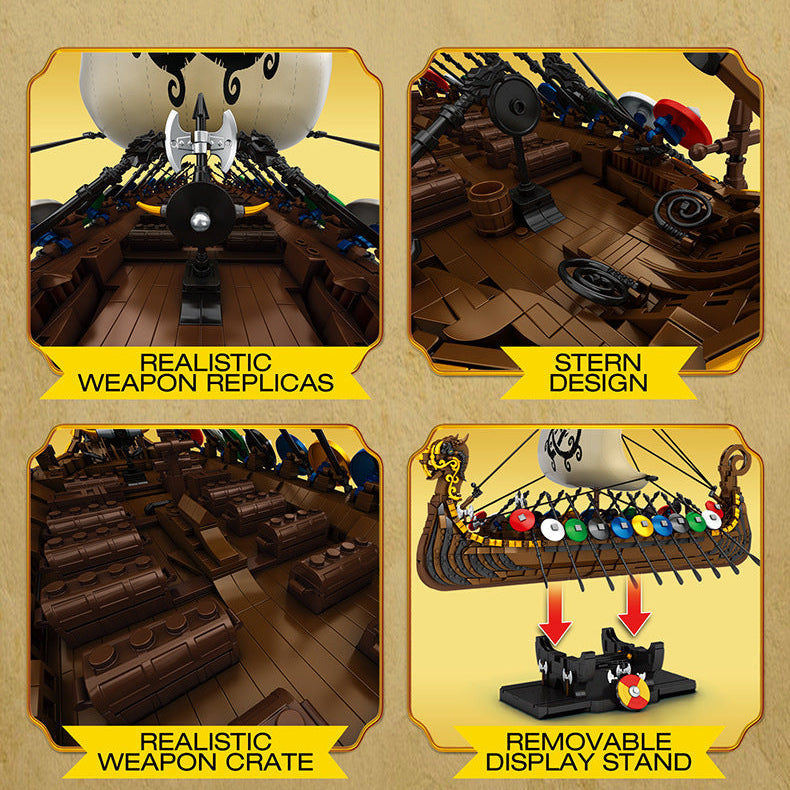 penteconter viking warship building blocks- 2547 pcs reobrix 66101 - 7