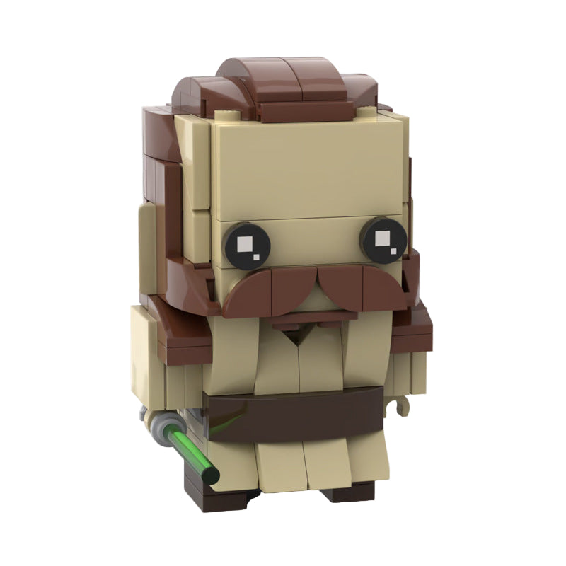 qui gon jinn brickheadz building set | star wars | moc-74574 - 1