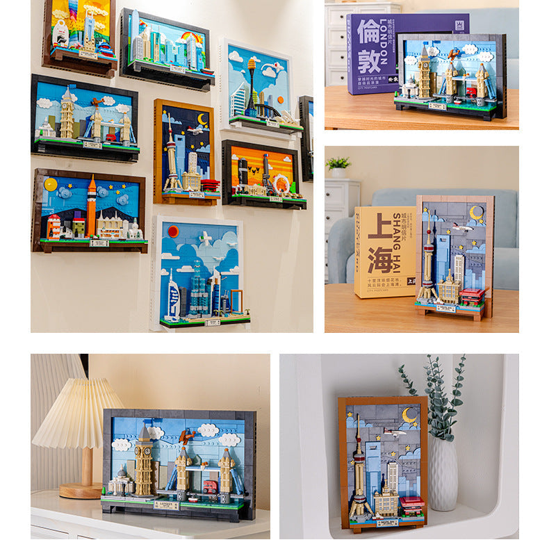shanghai city postcard - building blocks set - wange bricks - 509 pcs - 7