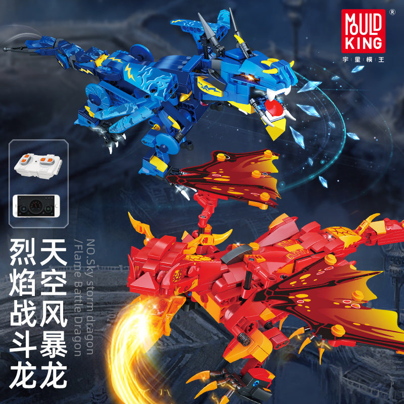 sky storm dragon & flame battle dragon - mouldking 13147 - 3