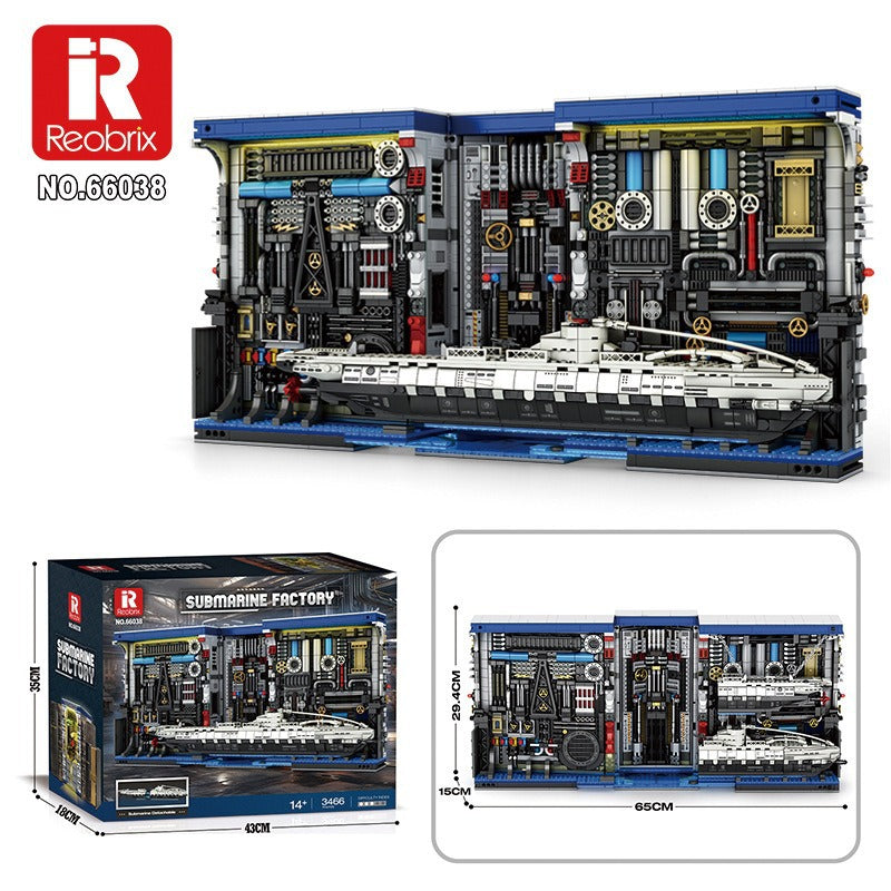 submarine factory bookends science fiction building blocks - reobrix - 6