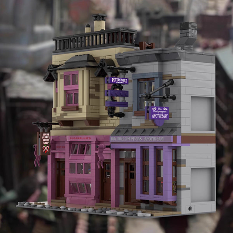 sugarplum’s sweet shop & mr mullpepper’s apothecary building set | moc-71417 - 2