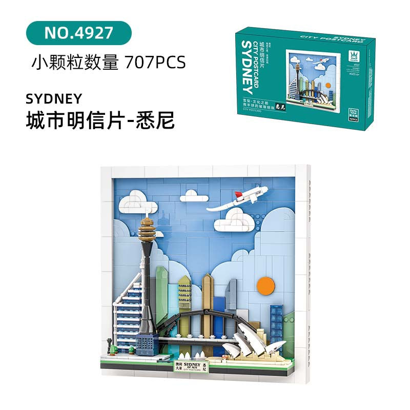sydney city postcard - building blocks set - wange bricks - 707 pcs - 2