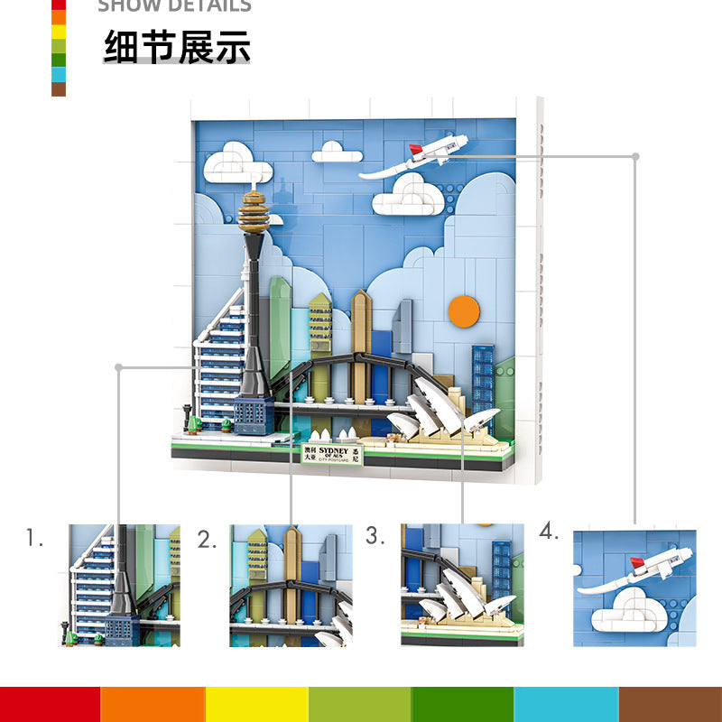 sydney city postcard - building blocks set - wange bricks - 707 pcs - 6