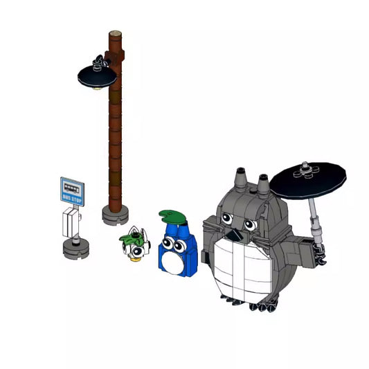 totoro family waiting at the bus stop building set | moc-138535 - 5
