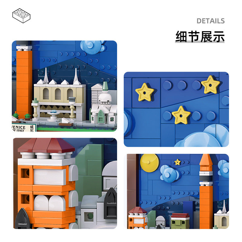 venice city postcard - building blocks set - wange bricks - 580 pcs - 2
