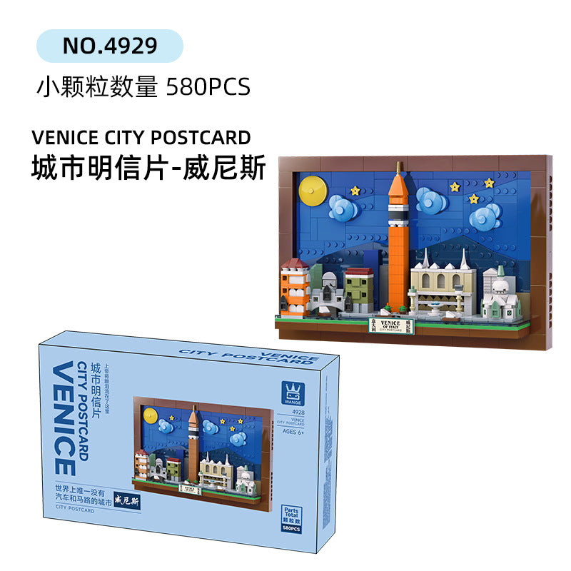 venice city postcard - building blocks set - wange bricks - 580 pcs - 3