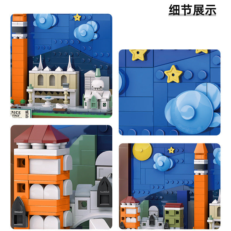 venice city postcard - building blocks set - wange bricks - 580 pcs - 9