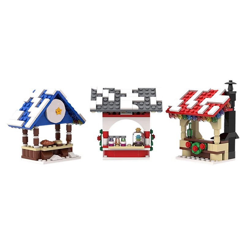 winter village building set | market stalls | moc-18167 - 2