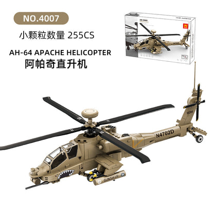 ah-64 apache helicopter building blocks set - wange bricks - 255 pcs - 3