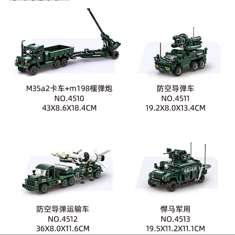 anti-aircraft missile transport vehicle - building blocks set - wange bricks - 6