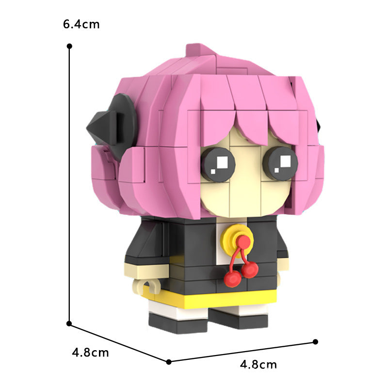anya forger 3x3 brickheadz building set | spy x family | moc-112345 - 2