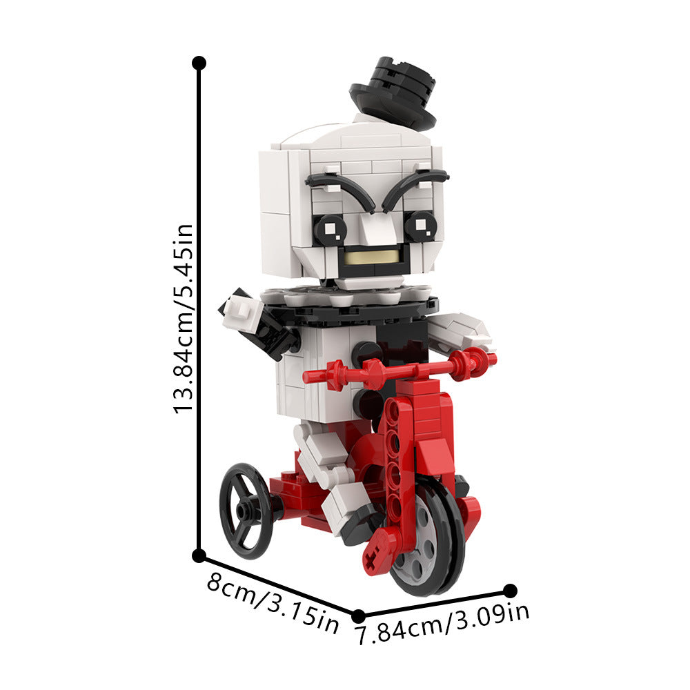 art the clown riding a bicycle building set | lego compatible - 4