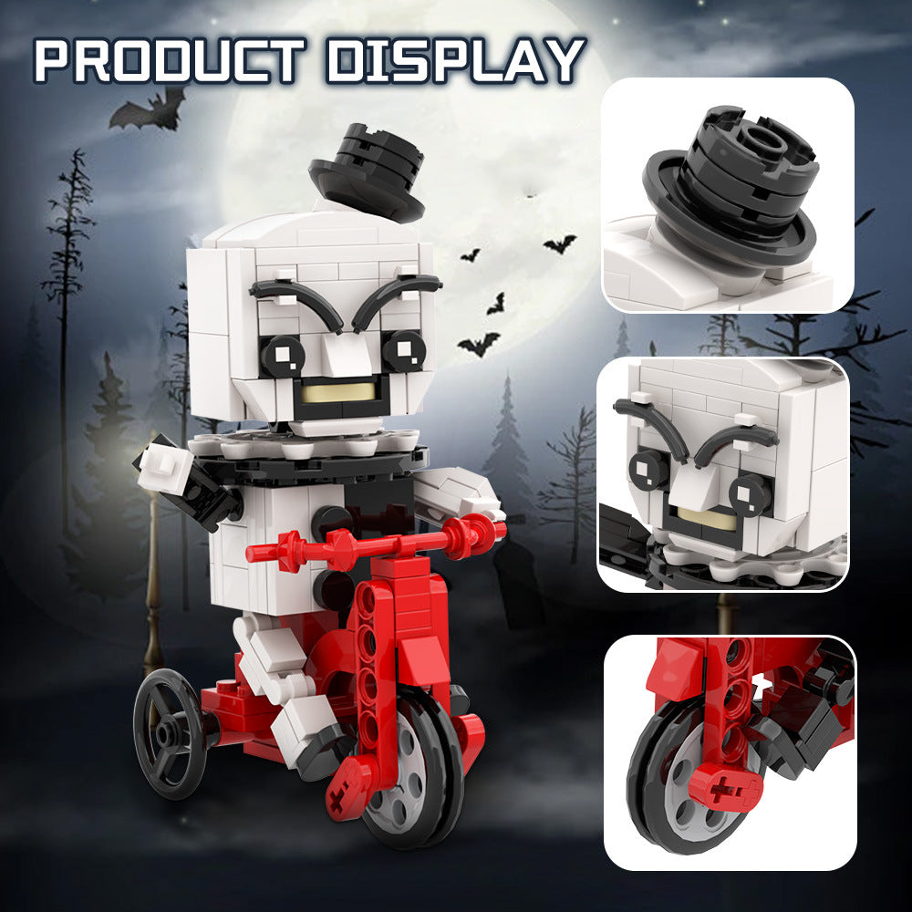 art the clown riding a bicycle building set | lego compatible - 6