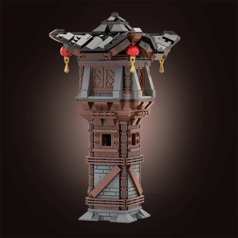 asian watchtower building set | lego compatible - 1